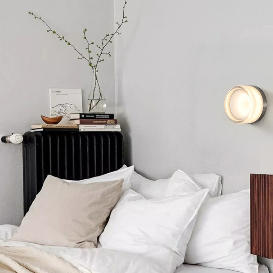 Aurelva Wall Lamp | Modern LED Sconce In An Amber, Smoke Grey or White Glass Colourway Finish
