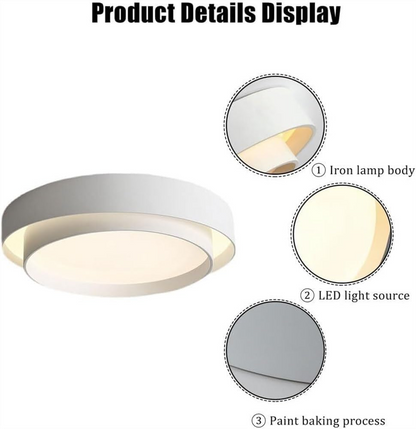 Nordic Round LED Ceiling Light | Modern Minimalist Flush Mount In Black or White Iron Finish