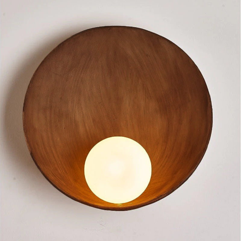 Modern Minimalist Round Wall Sconce | Resin, Iron and Frosted Glass Bowl Accent Wall Light
