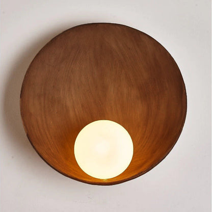 Modern Minimalist Round Wall Sconce | Resin, Iron and Frosted Glass Bowl Accent Wall Light