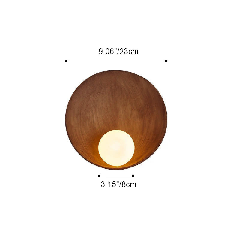 Modern Minimalist Round Wall Sconce | Resin, Iron and Frosted Glass Bowl Accent Wall Light