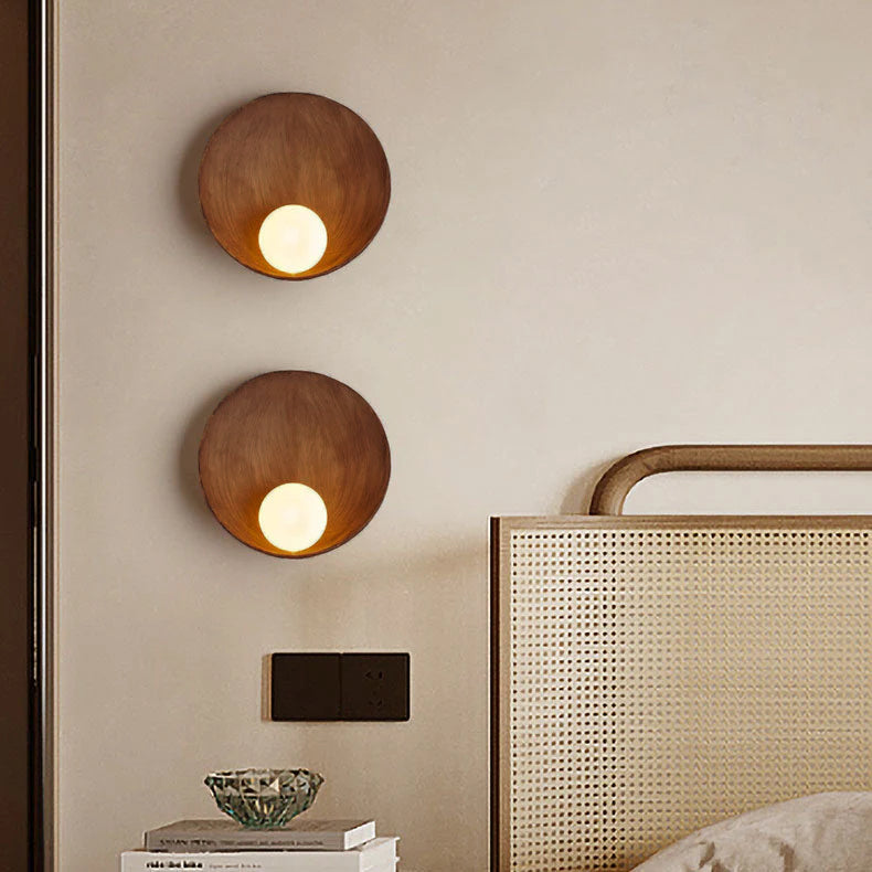 Modern Minimalist Round Wall Sconce | Resin, Iron and Frosted Glass Bowl Accent Wall Light