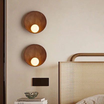 Modern Minimalist Round Wall Sconce | Resin, Iron and Frosted Glass Bowl Accent Wall Light