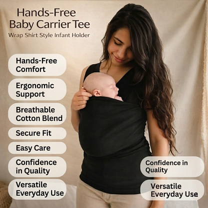 Hands Free Baby Carrier Tee | Shirt Style Wrap Carrier For Newborn and Infant Babywearing Use