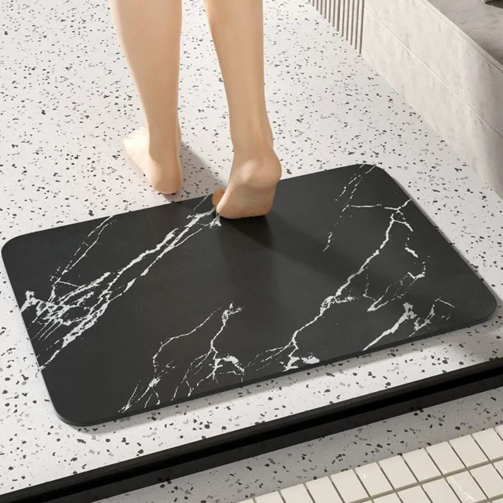 Diatom Stone Bathroom Mat | Quick Dry Non Slip Marble Effect Bath Mat For Showers and Tubs