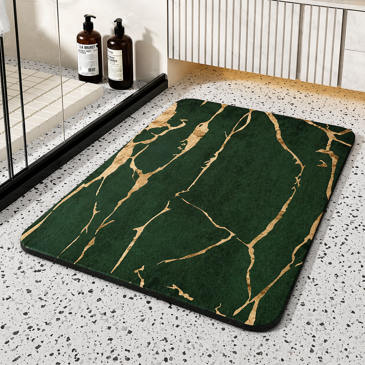 Diatom Stone Bathroom Mat | Quick Dry Non Slip Marble Effect Bath Mat For Showers and Tubs