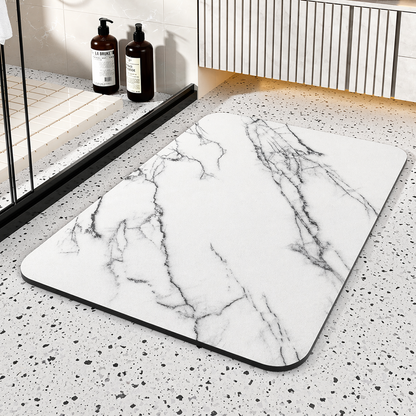 Diatom Stone Bathroom Mat | Quick Dry Non Slip Marble Effect Bath Mat For Showers and Tubs