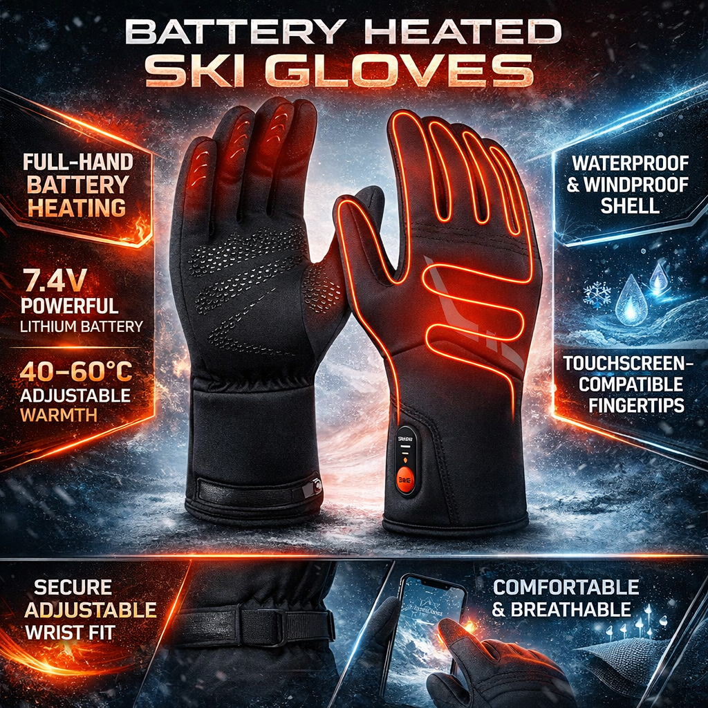 Battery Heated Winter Gloves | Waterproof Touchscreen Rechargeable Gloves For Extreme Cold