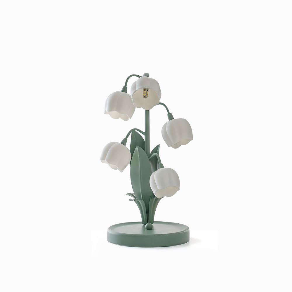 Bell Orchid Table Lamp | Elegant Floral Indoor Accent Light In Metal and Polycarbonate Shades