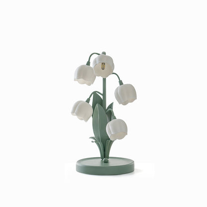 Bell Orchid Table Lamp | Elegant Floral Indoor Accent Light In Metal and Polycarbonate Shades