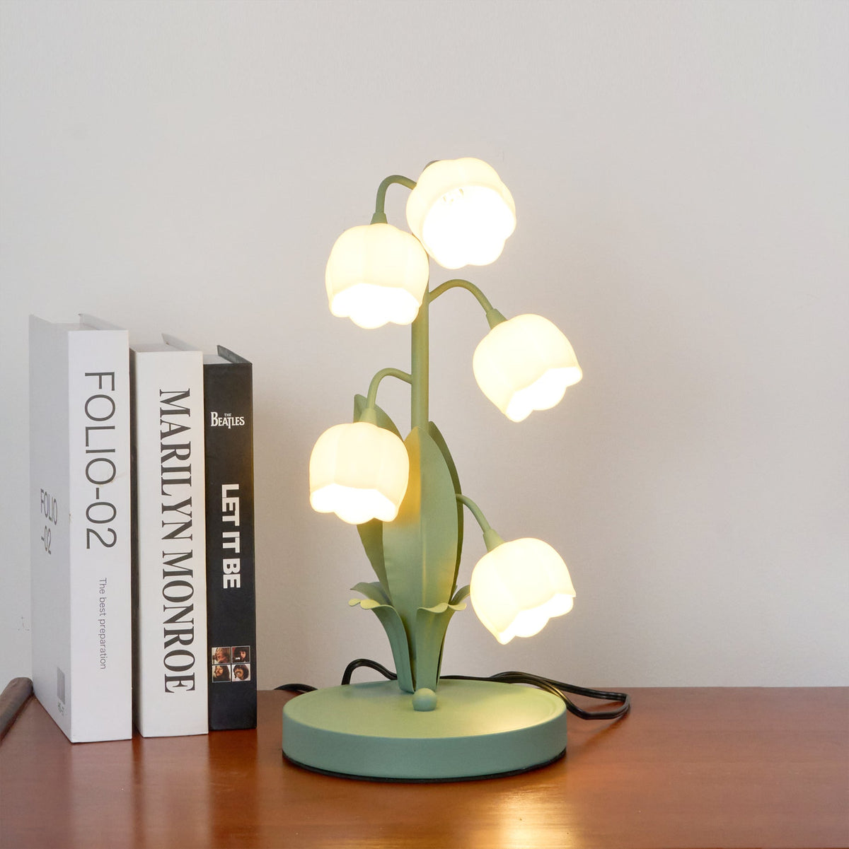 Bell Orchid Table Lamp | Elegant Floral Indoor Accent Light In Metal and Polycarbonate Shades