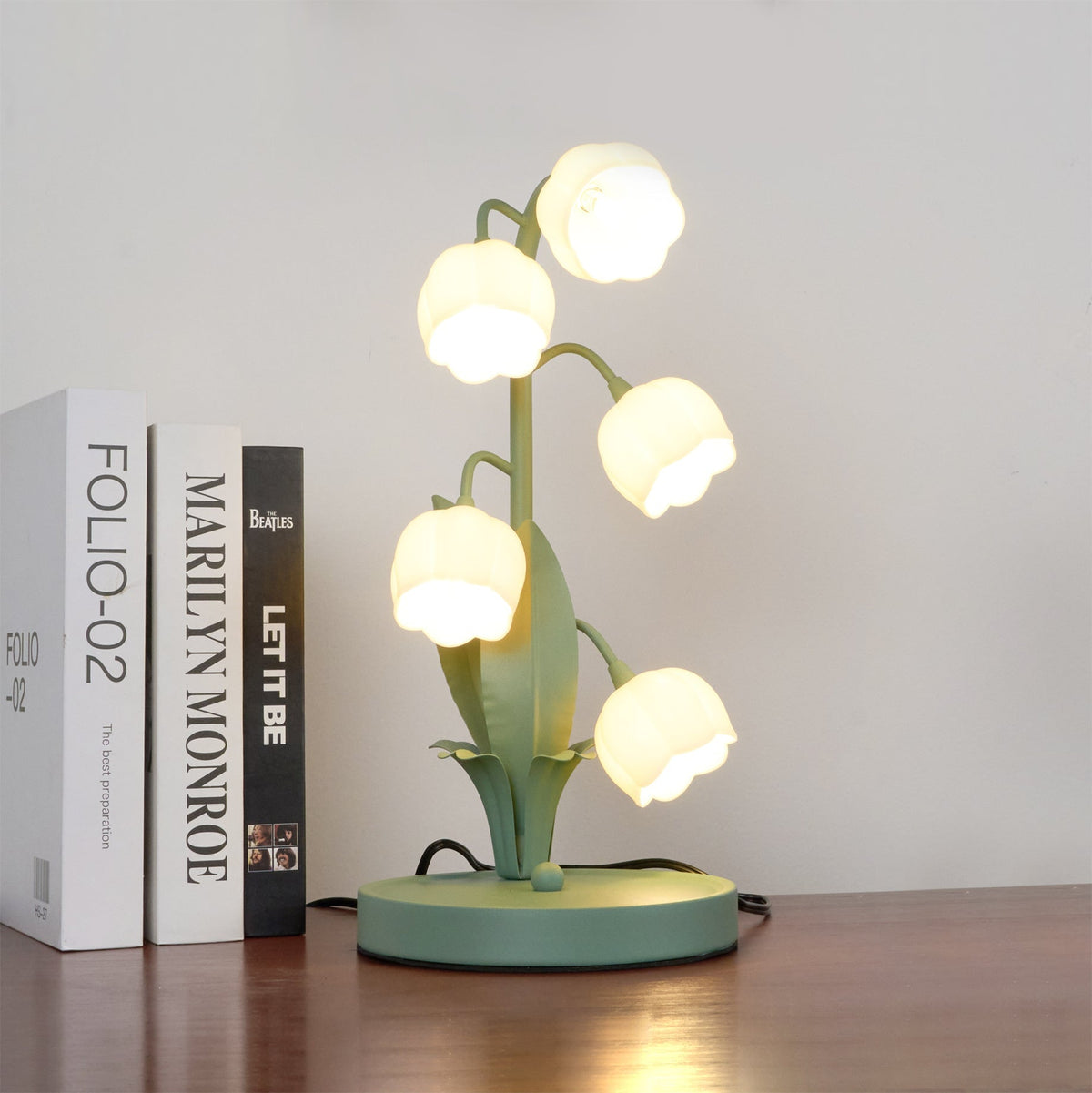 Bell Orchid Table Lamp | Elegant Floral Indoor Accent Light In Metal and Polycarbonate Shades