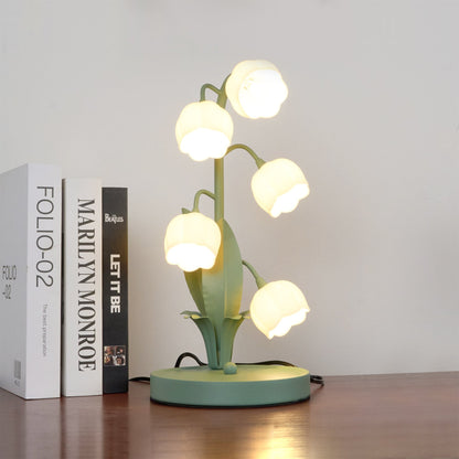 Bell Orchid Table Lamp | Elegant Floral Indoor Accent Light In Metal and Polycarbonate Shades