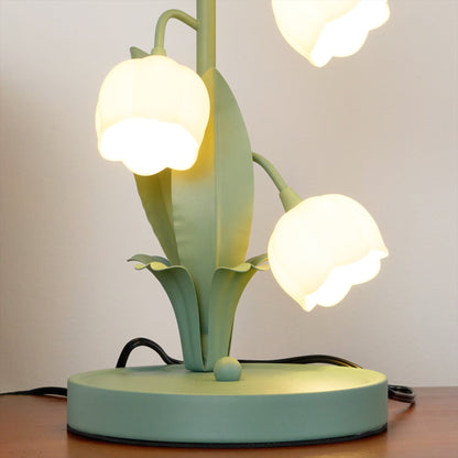 Bell Orchid Table Lamp | Elegant Floral Indoor Accent Light In Metal and Polycarbonate Shades
