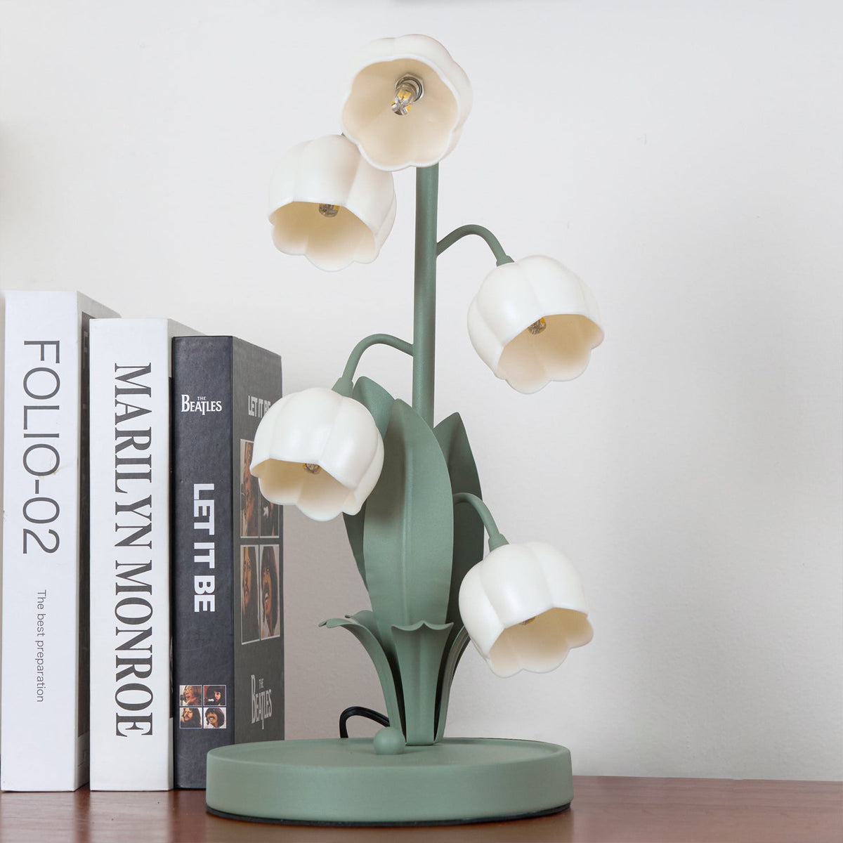 Bell Orchid Table Lamp | Elegant Floral Indoor Accent Light In Metal and Polycarbonate Shades