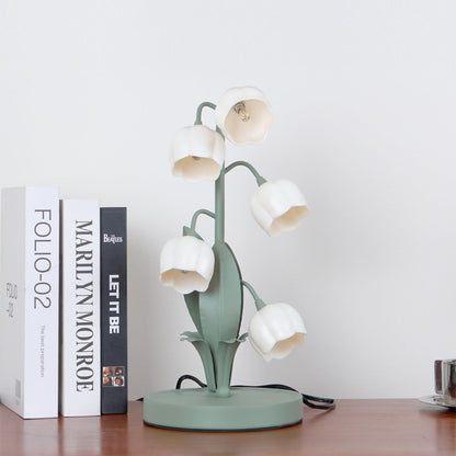 Bell Orchid Table Lamp | Elegant Floral Indoor Accent Light In Metal and Polycarbonate Shades