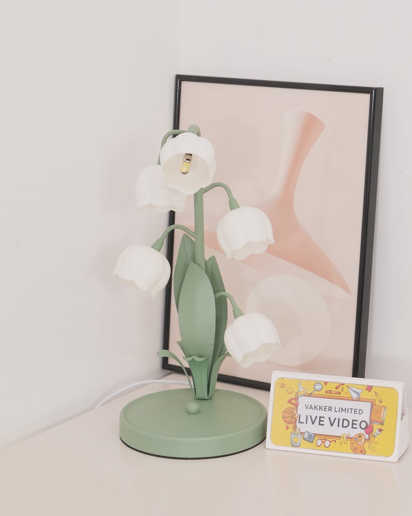 Bell Orchid Table Lamp | Elegant Floral Indoor Accent Light In Metal and Polycarbonate Shades
