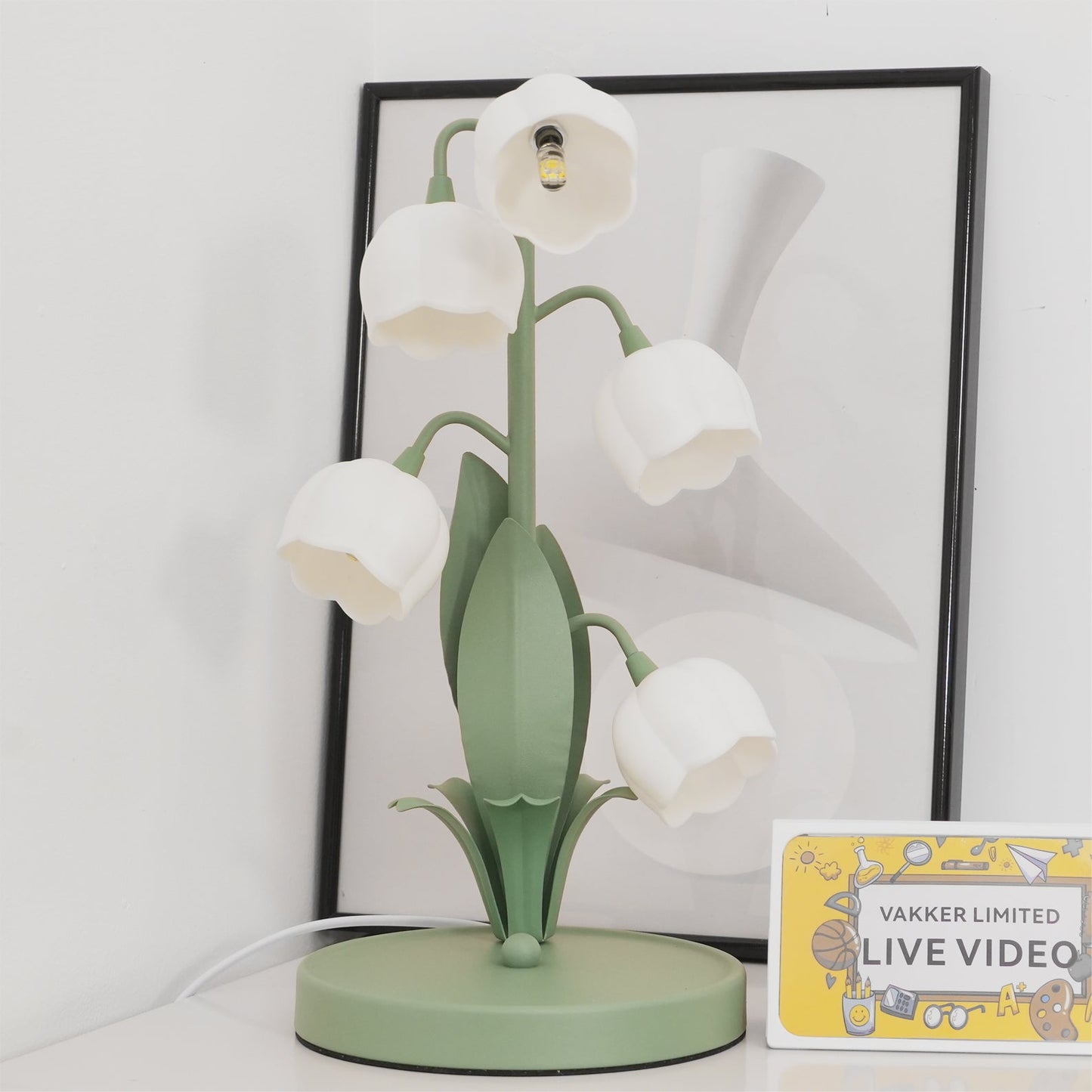 Bell Orchid Table Lamp | Elegant Floral Indoor Accent Light In Metal and Polycarbonate Shades