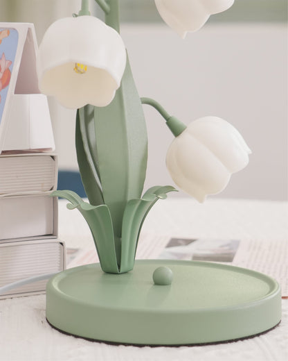 Bell Orchid Table Lamp | Elegant Floral Indoor Accent Light In Metal and Polycarbonate Shades