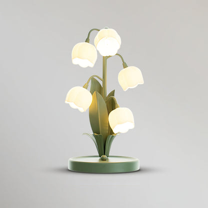 Bell Orchid Table Lamp | Elegant Floral Indoor Accent Light In Metal and Polycarbonate Shades