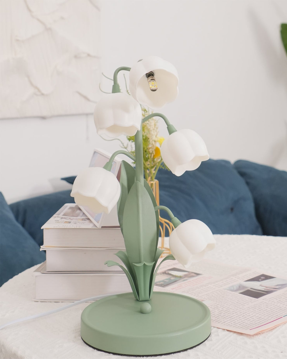 Bell Orchid Table Lamp | Elegant Floral Indoor Accent Light In Metal and Polycarbonate Shades