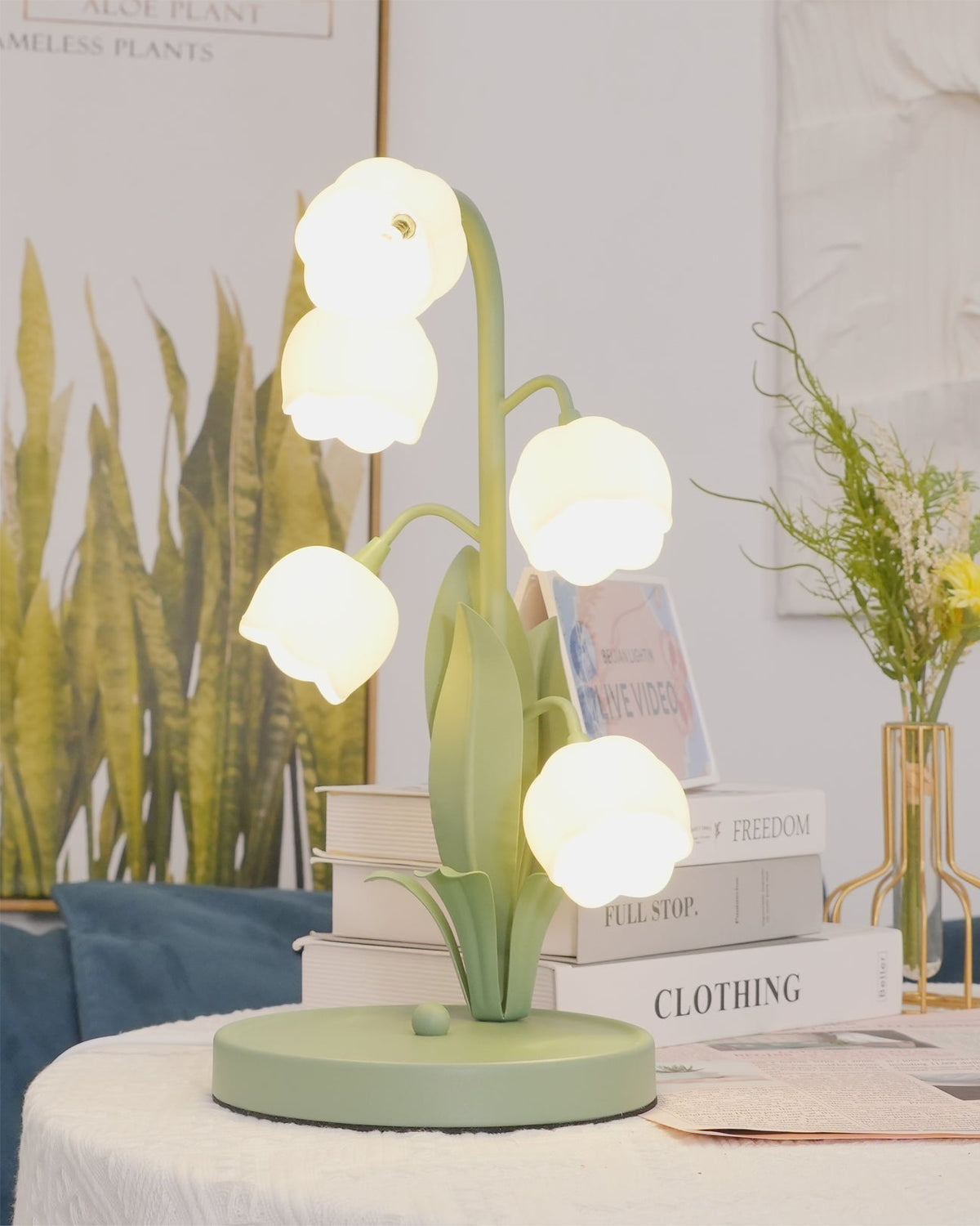 Bell Orchid Table Lamp | Elegant Floral Indoor Accent Light In Metal and Polycarbonate Shades
