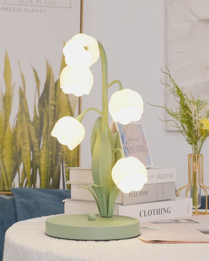 Bell Orchid Table Lamp | Elegant Floral Indoor Accent Light In Metal and Polycarbonate Shades