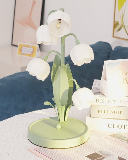 Bell Orchid Table Lamp | Elegant Floral Indoor Accent Light In Metal and Polycarbonate Shades