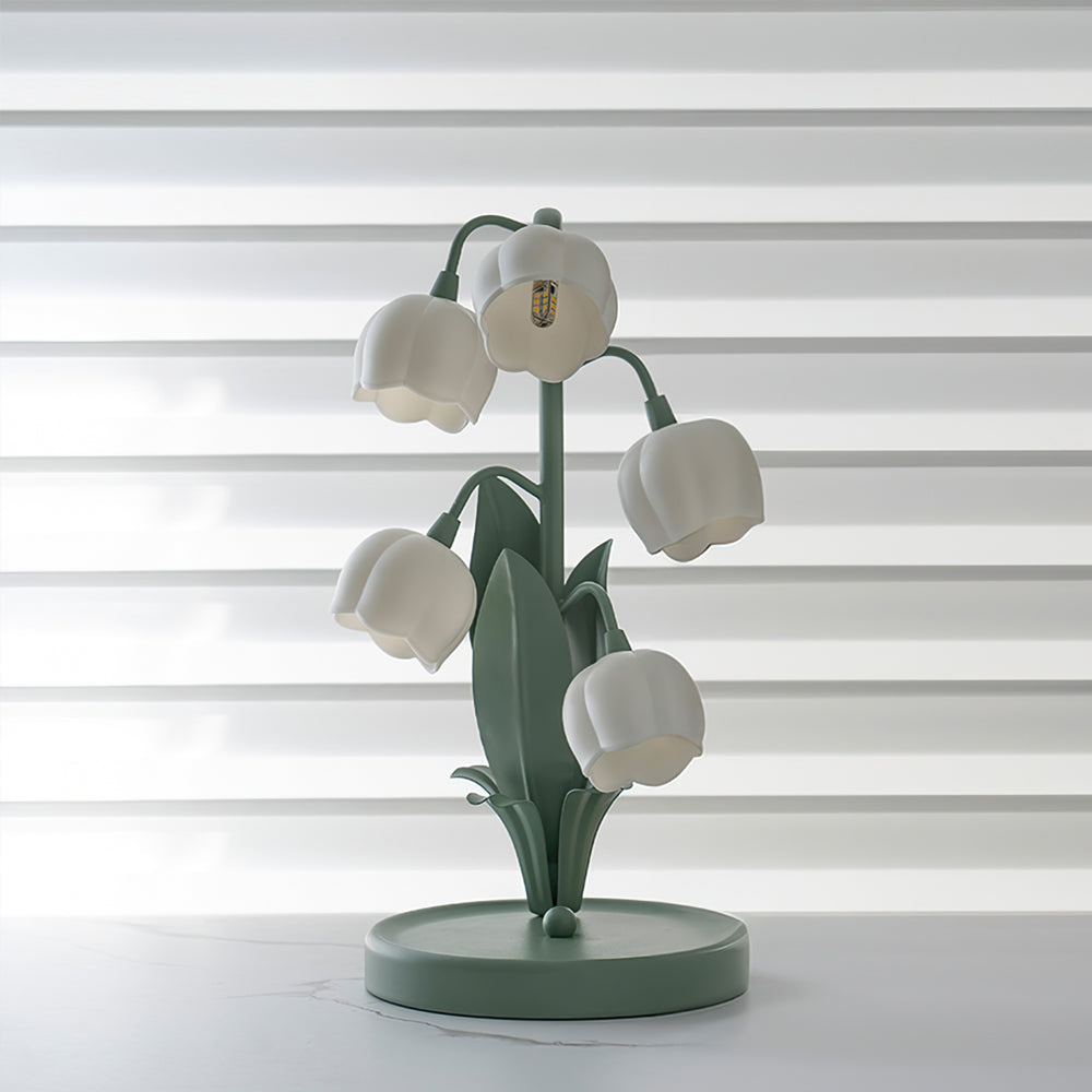 Bell Orchid Table Lamp | Elegant Floral Indoor Accent Light In Metal and Polycarbonate Shades