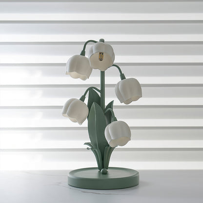 Bell Orchid Table Lamp | Elegant Floral Indoor Accent Light In Metal and Polycarbonate Shades