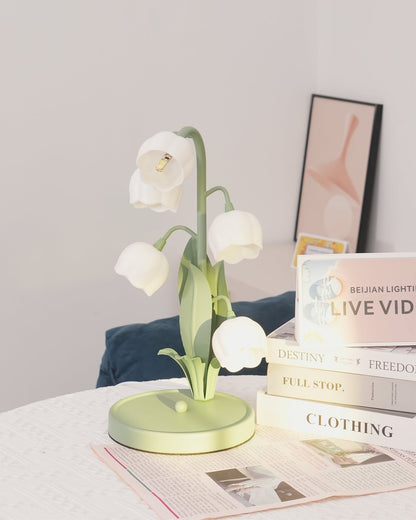 Bell Orchid Table Lamp | Elegant Floral Indoor Accent Light In Metal and Polycarbonate Shades