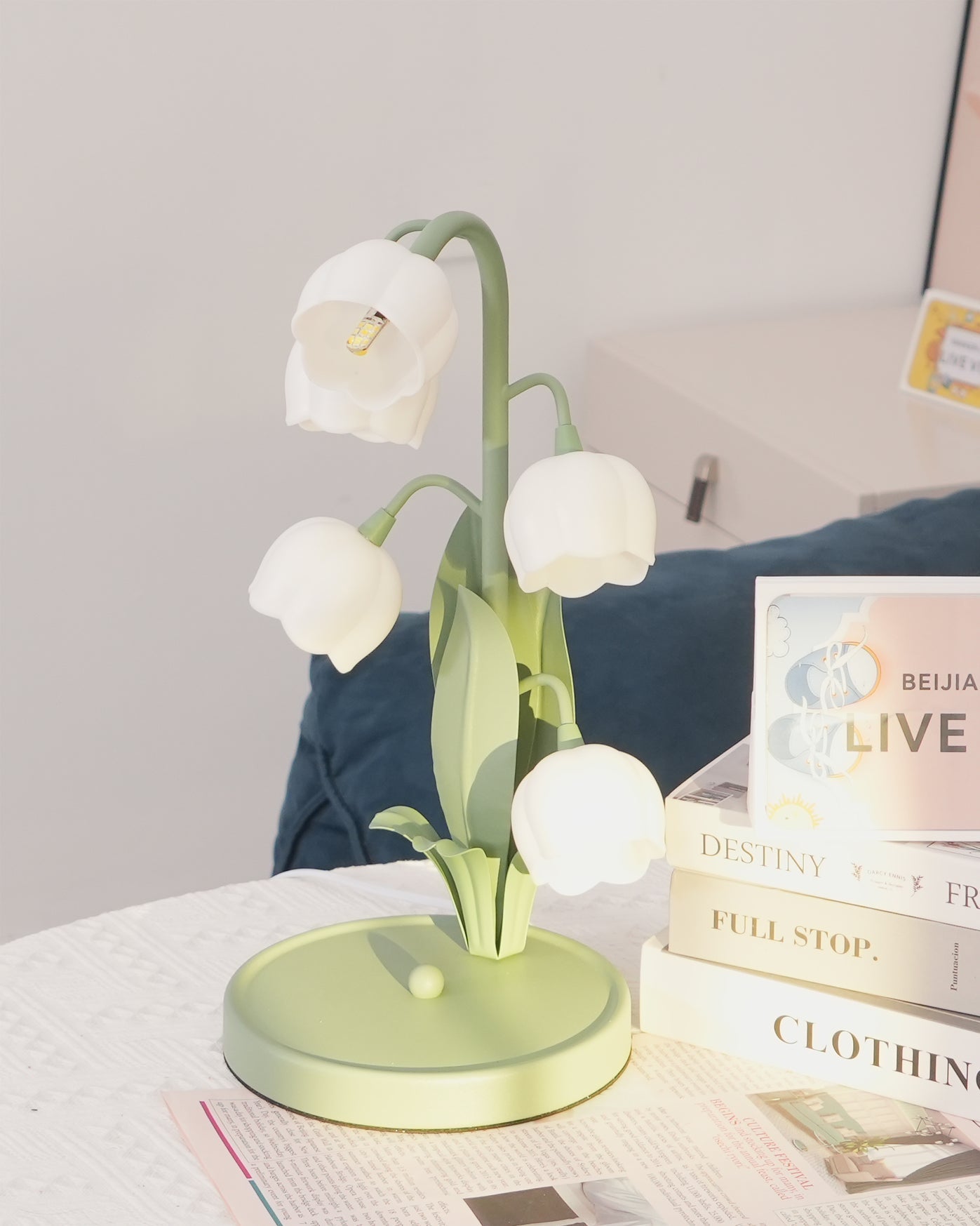 Bell Orchid Table Lamp | Elegant Floral Indoor Accent Light In Metal and Polycarbonate Shades