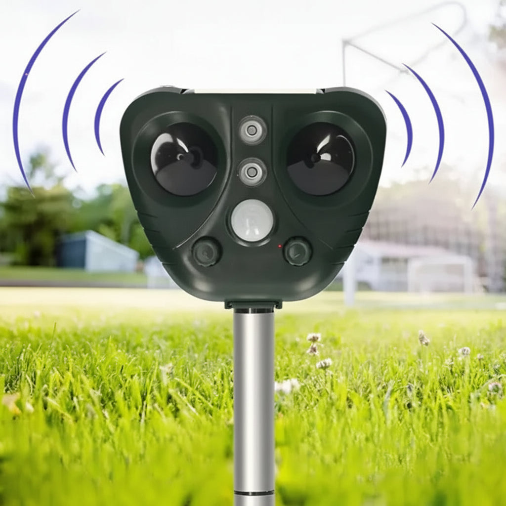 Solar Ultrasonic Bird Repeller | Motion Activated Weatherproof Garden Deterrent For Yards and Beds