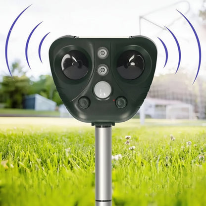 Solar Ultrasonic Bird Repeller | Motion Activated Weatherproof Garden Deterrent For Yards and Beds