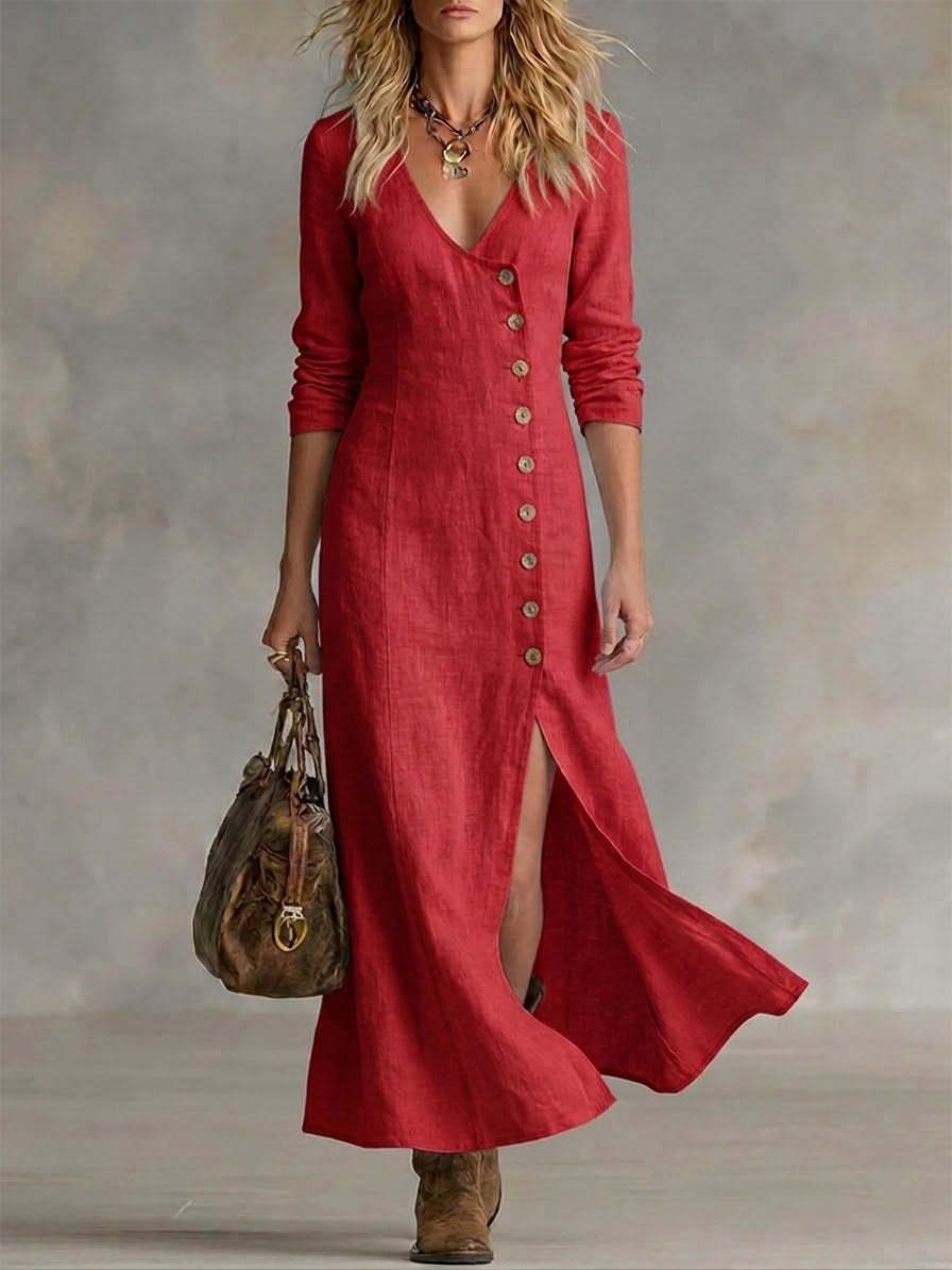 Esia Boho Linen Maxi Dress