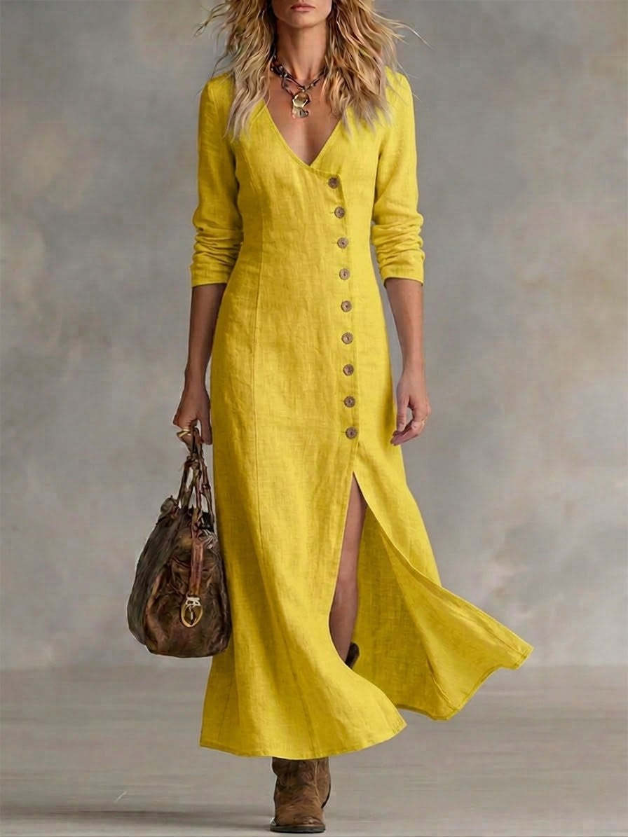 Esia Boho Linen Maxi Dress