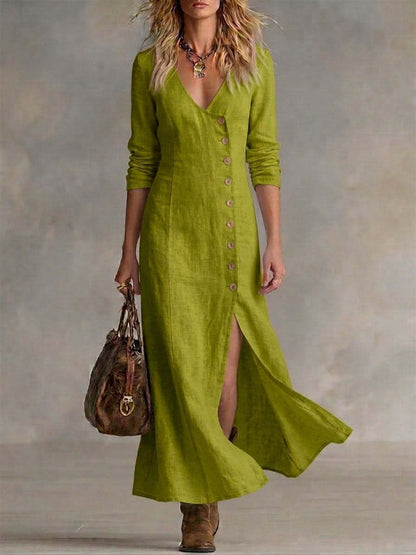 Esia Boho Linen Maxi Dress