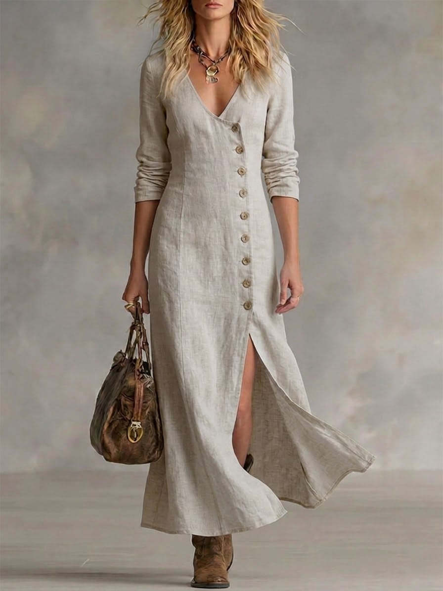 Esia Boho Linen Maxi Dress