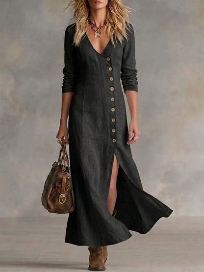 Esia Boho Linen Maxi Dress