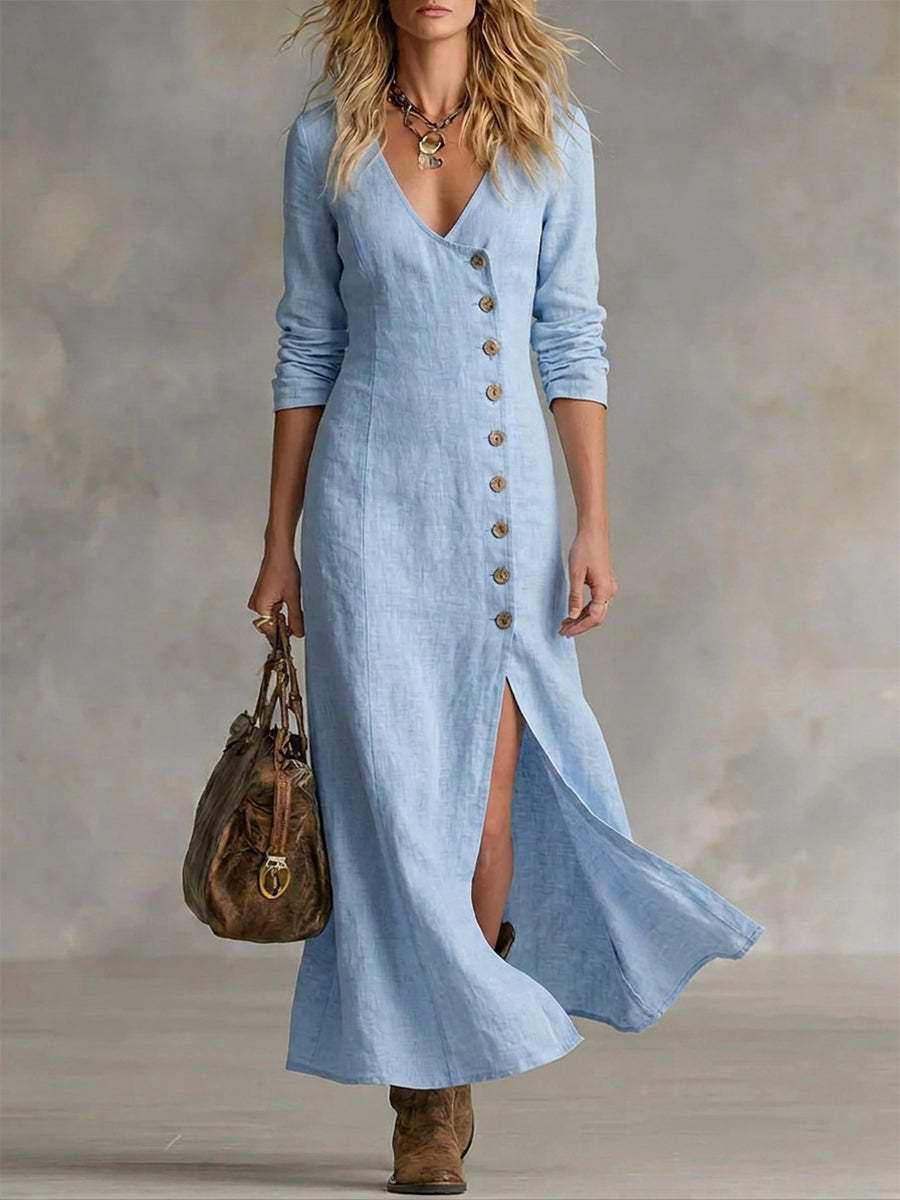 Esia Boho Linen Maxi Dress