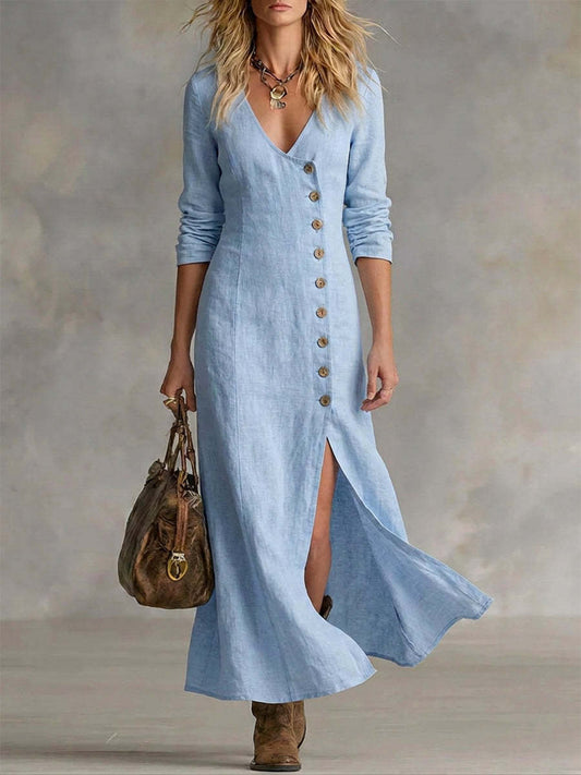 Esia Boho Linen Maxi Dress
