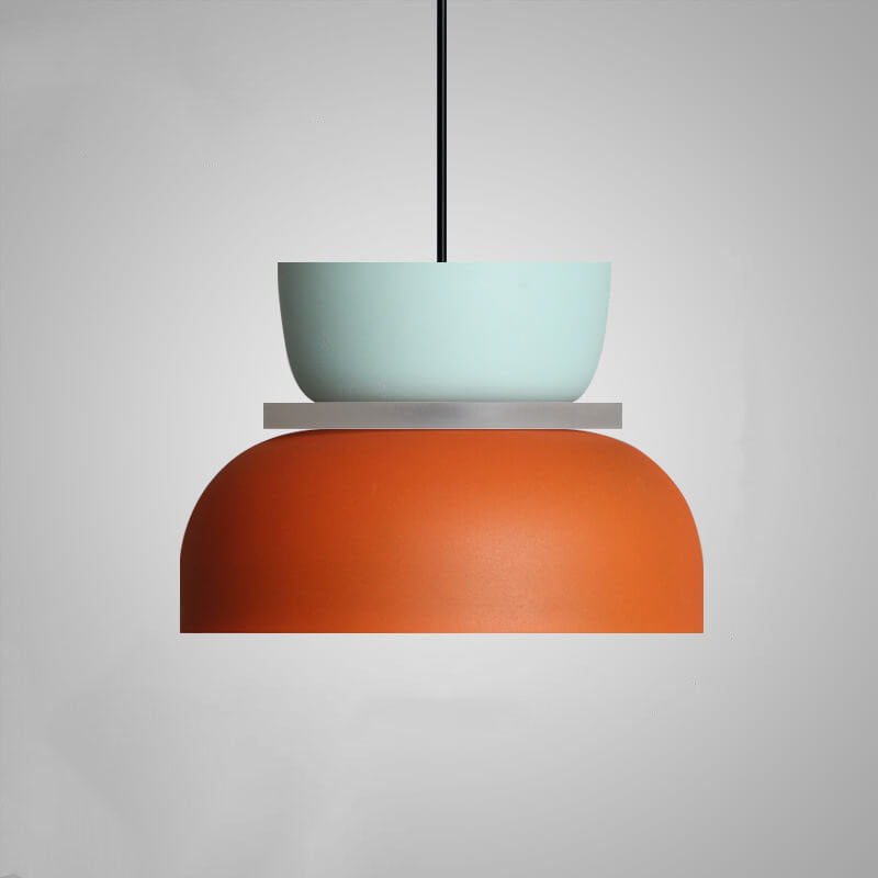 Nordic Macaron Pendant Light | Scandinavian Two Tone Metal Shade In Three Bold Shade Sizes