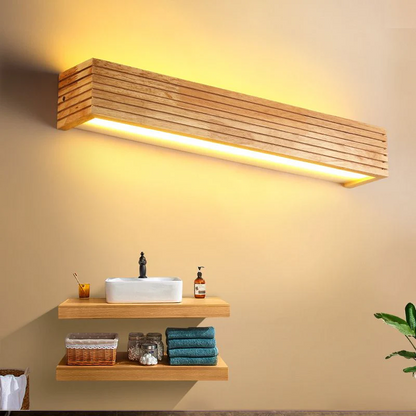 Modern Wooden LED Wall Lamp | Minimalist Bedroom and Living Room Bar Light In Two Bar Sizes