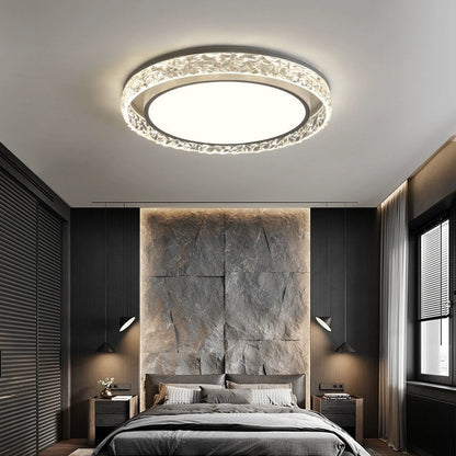 Crystal Halo LED Ceiling Light | Remote Dimmable Flush Mount Fixture For Bedrooms and Hallways