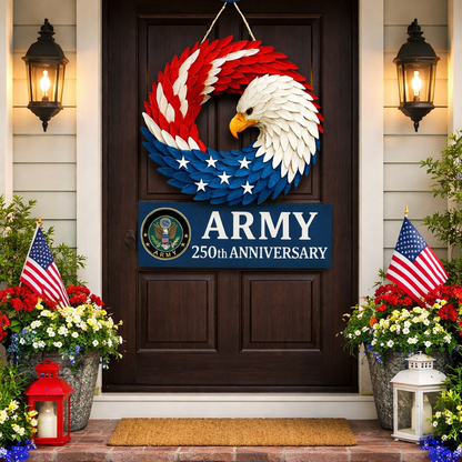 Veterans Memorial Eagle Wreath | Boxwood Wall Display For Front Doors and Remembrance Decor