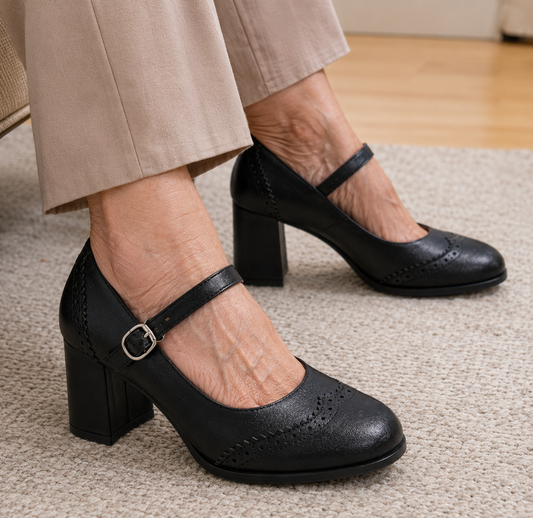Kristenyah Brogue Block Heel Mary Jane Pumps