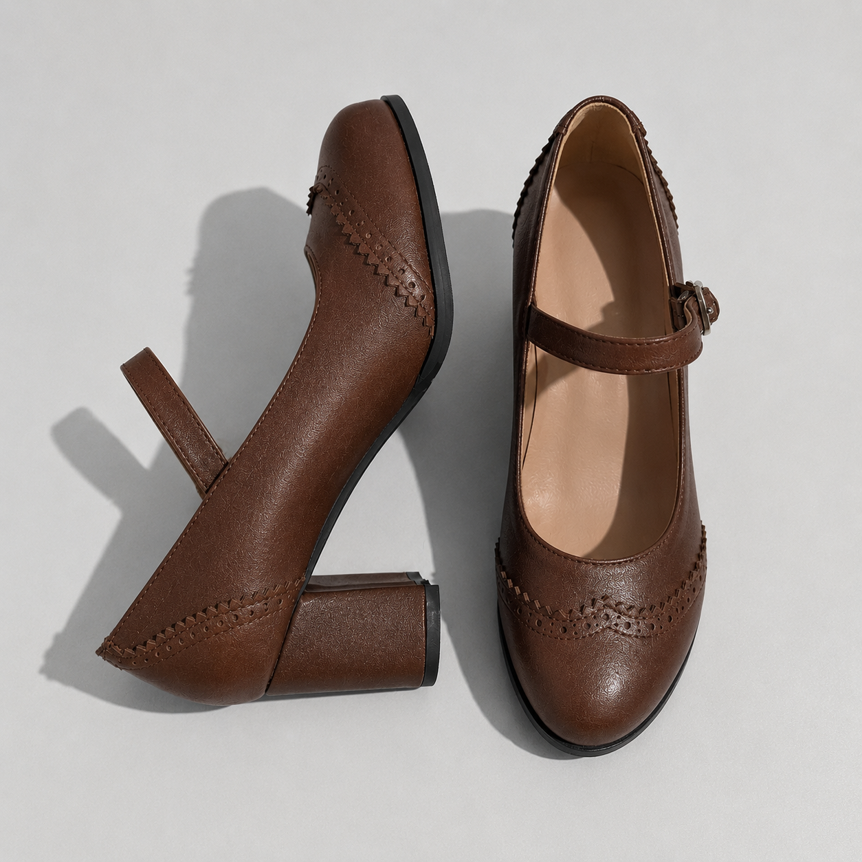 Kristenyah Brogue Block Heel Mary Jane Pumps