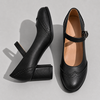 Kristenyah Brogue Block Heel Mary Jane Pumps