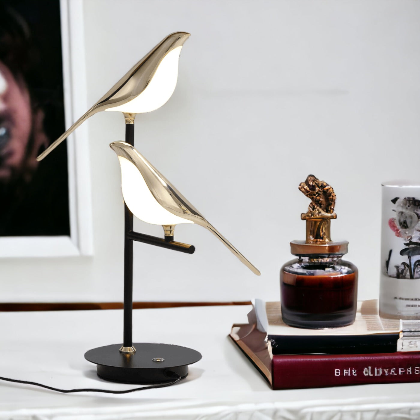 Golden Birdlight Wall Lamp | Modern Nordic LED Sconce With A Perched Bird Detail For Halls