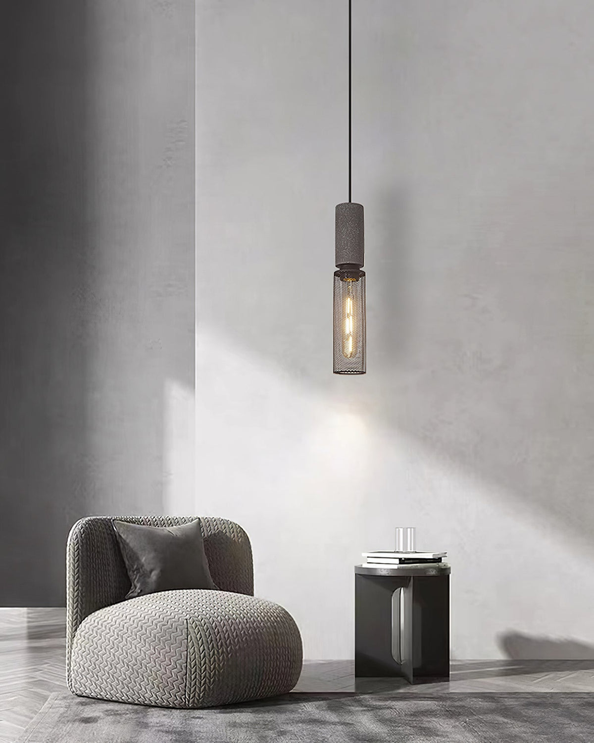 Urban Concrete Pendant Light | Industrial LED Hanging Lamp For Kitchen Islands, Bars and Bedsides